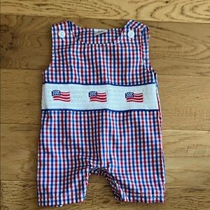 NWOT - 3/6M - Patriotic Plaid Kids Romper